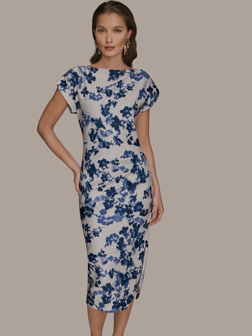 NWT Donna Karan Women's Boat Neck Midi Dress. Size 14. - Picture 5 of 11